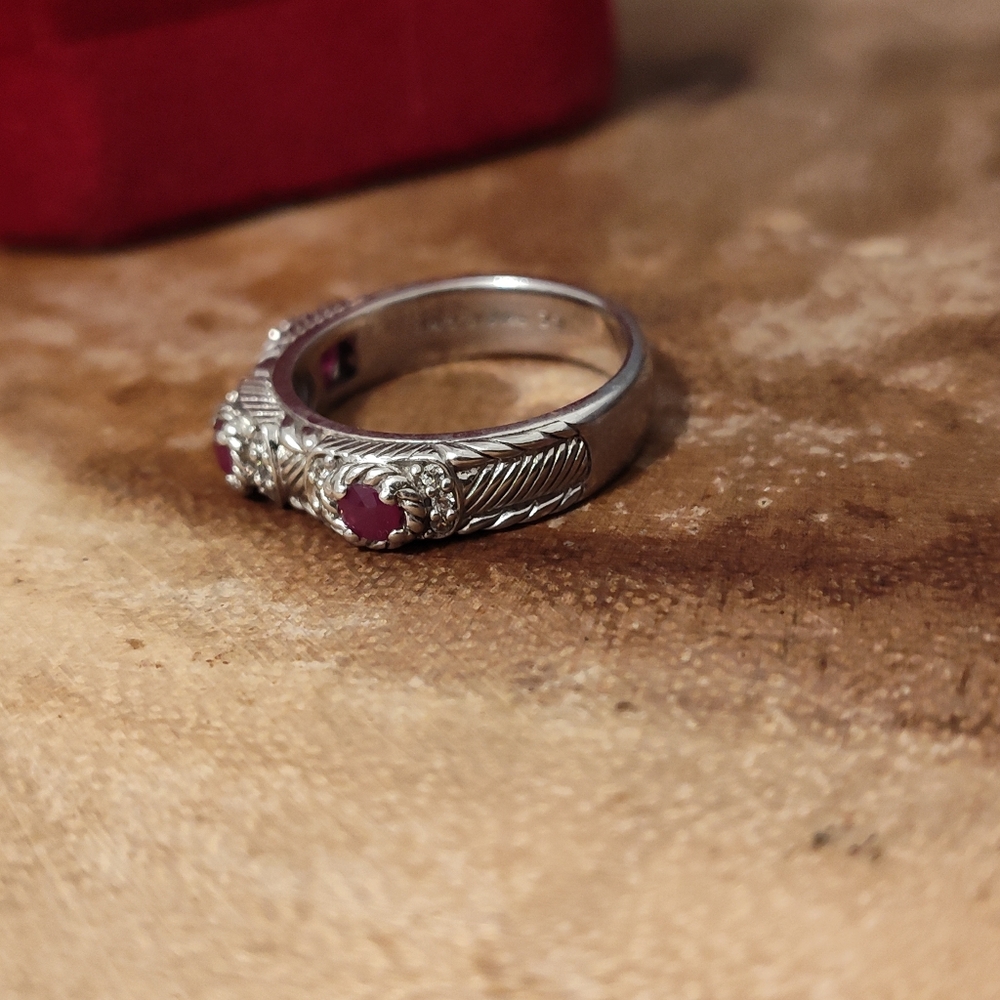 Judith ripka Nat. Ruby and CZ ring - Picture 2 of 6